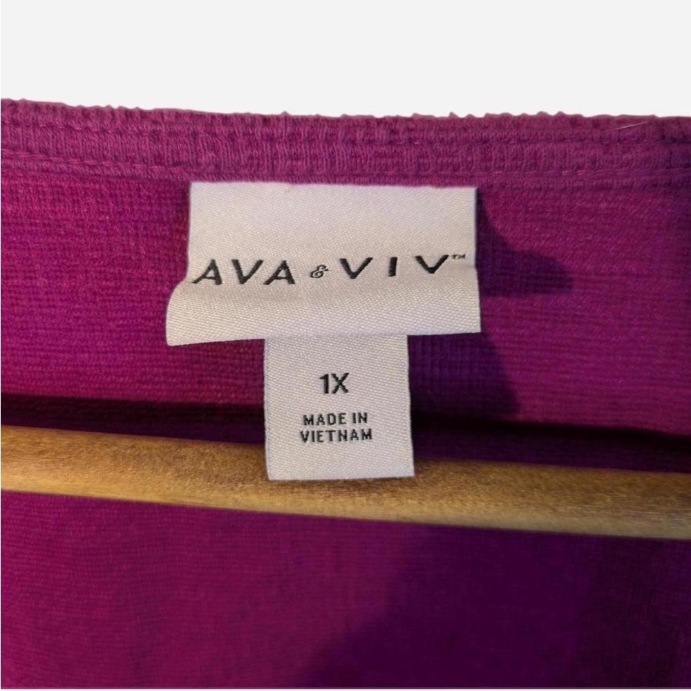 Ava & Viv Magenta Fuchsia Long Sleeve Square Neck Blouse Puffy Balloon Sleeves - Picture 4 of 5